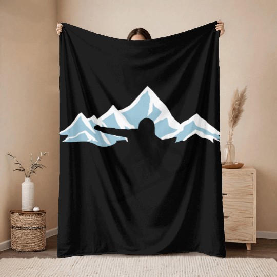 Snowboarding and Mountains Throw Blankets
