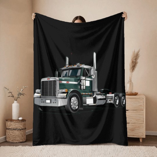 Green Semi Truck Throw Blankets