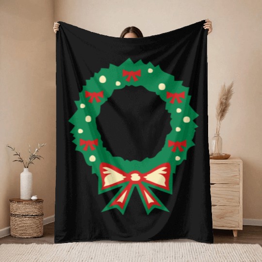 christmas wreath Throw Blankets