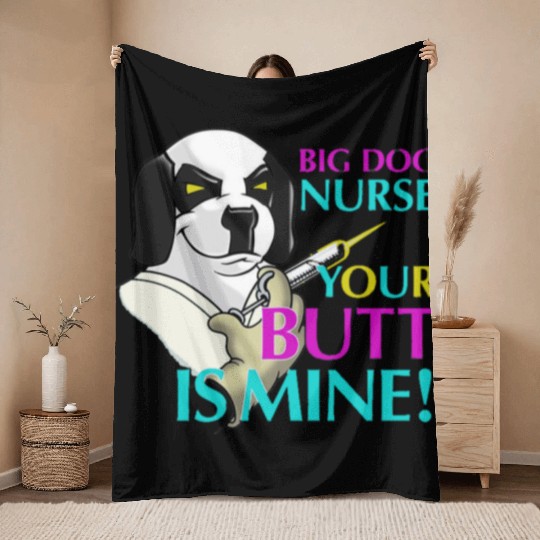 BIG DOG NURSE Throw Blankets