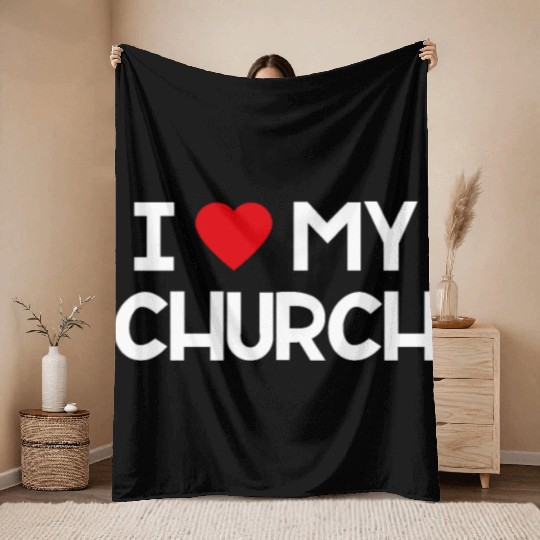 I Love My Church, Heart, Bible, Christian, Throw Blankets