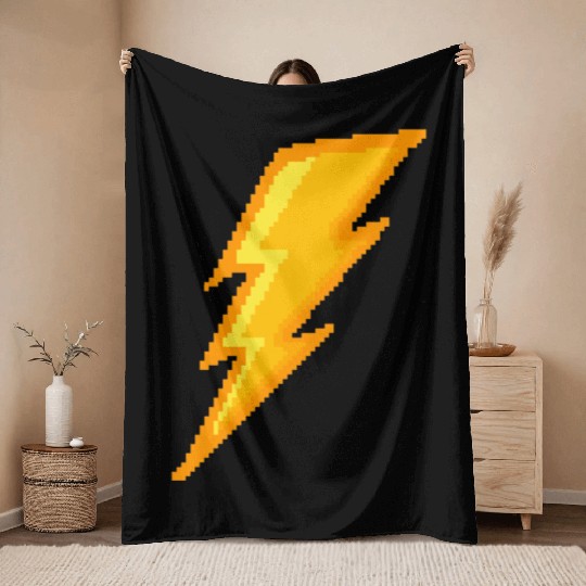 Lightning bolt Pixel Throw Blankets