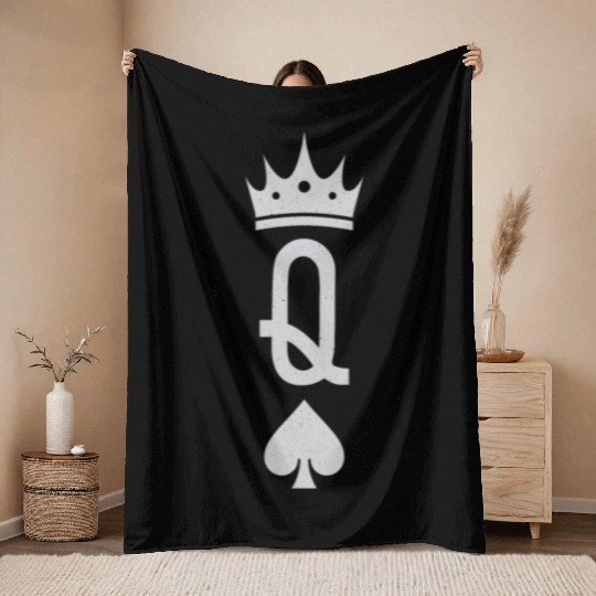 The queen of spades novelty poker player gift Throw Blankets