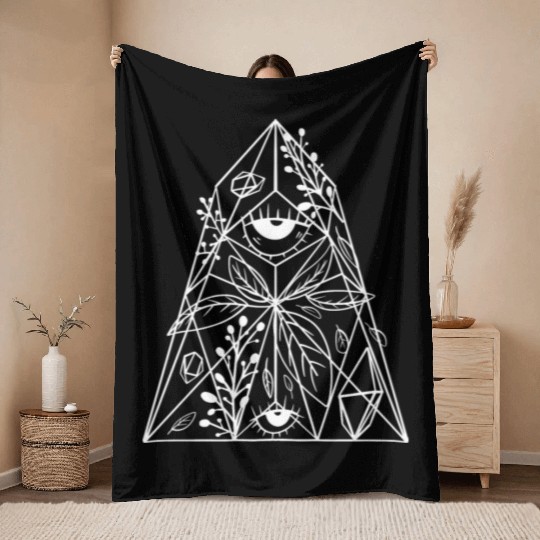 Gemstone crystal diamond floral flowers eye Throw Blankets