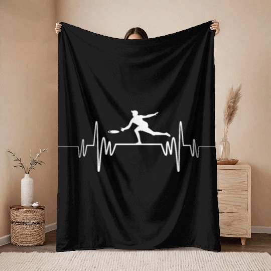 Ultimate Frisbee Heartbeat Throw Blankets Disc Golf