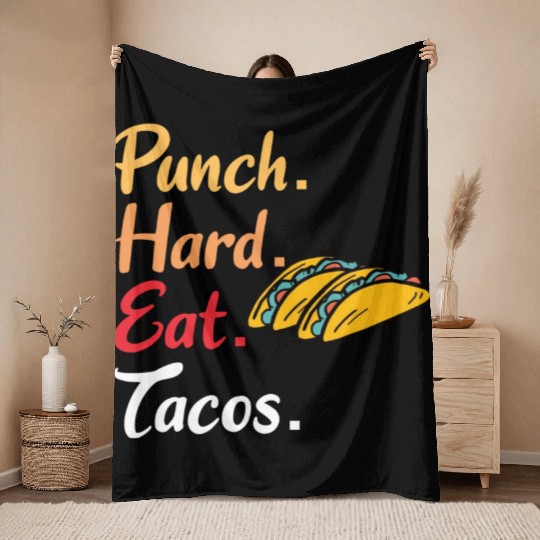 BOXING: Punch Hard Eat Tacos Throw Blankets