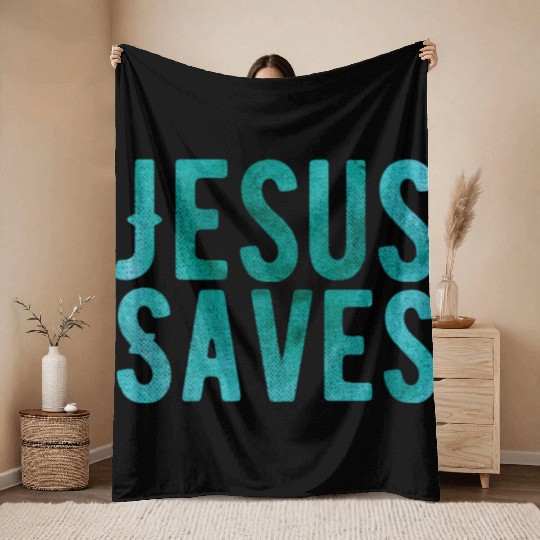 Christian Store - Jesus Saves - Christian Throw Blankets
