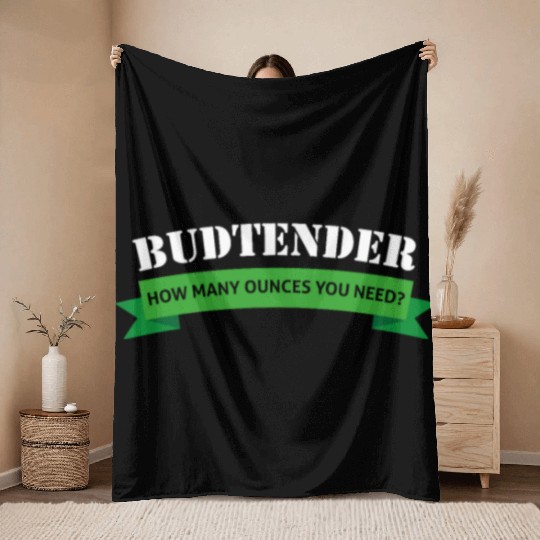 Budtender Design Hemp Dispensary Medical Marijuana Throw Blankets