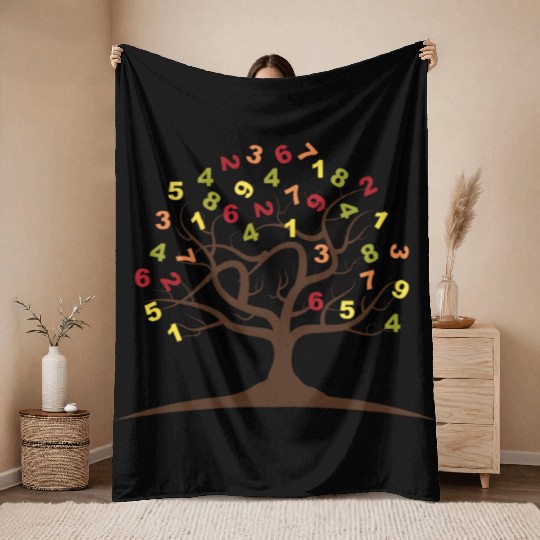 Tree Number Mathematics School Nerd Gift Throw Blankets