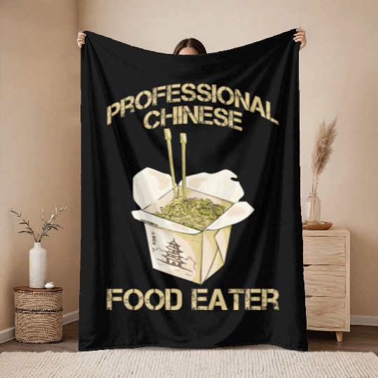 Professional Chinese Food Eater Asian Noodle Lover Throw Blankets