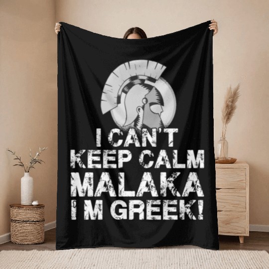 Greek Sparta Helmet Greece Malaka Hellas Throw Blankets