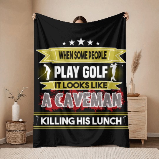 play golf caveman humor golf humor funny golf gift Throw Blankets