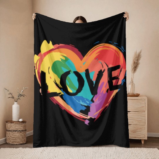 love heart Throw Blankets