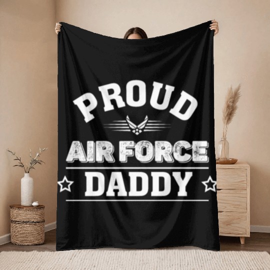 Proud Air Force Daddy Throw Blankets,Air Force Throw Blankets.