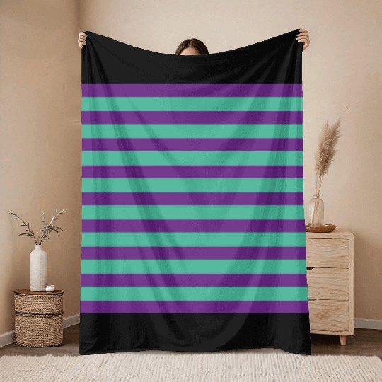 Stripes Purple Green Throw Blankets