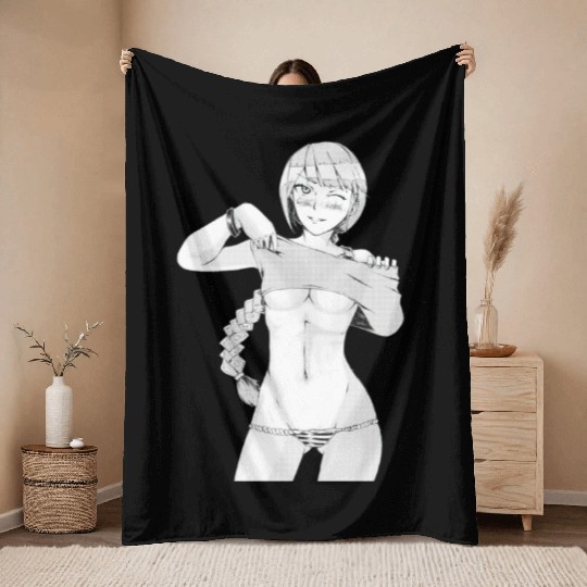 hen Manga Anime Waifu japanese sexy Girl Ahegao Throw Blankets