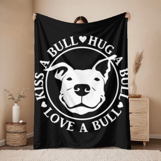 Love-A-Bull Pitbull Bully Dog Rescue Throw Blankets