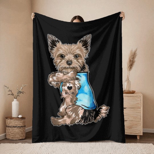 Yorkie Dog Tattoo I Love Mom Mothers Day Gifts T S Throw Blankets