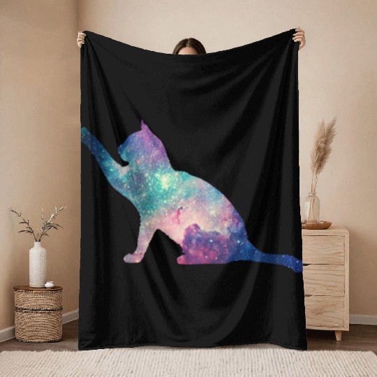 galaxy cat for cats lovers Throw Blankets