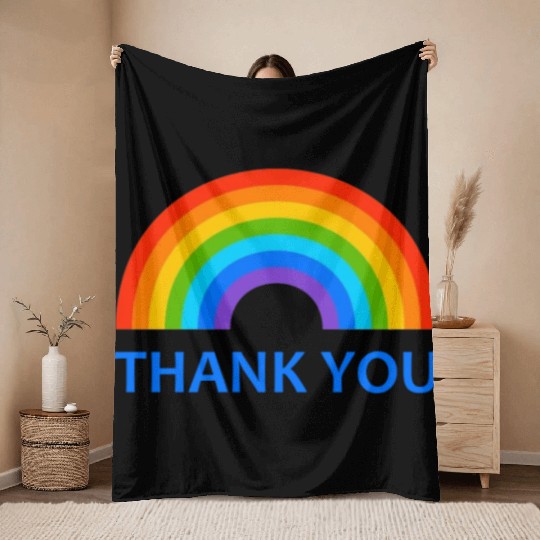 NHS thank you rainbow Throw Blankets