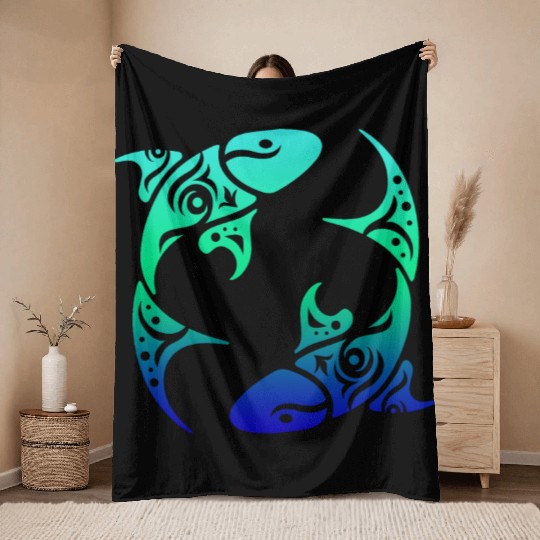 T Tattoo Pisces Horoscope Gift Idea Throw Blankets