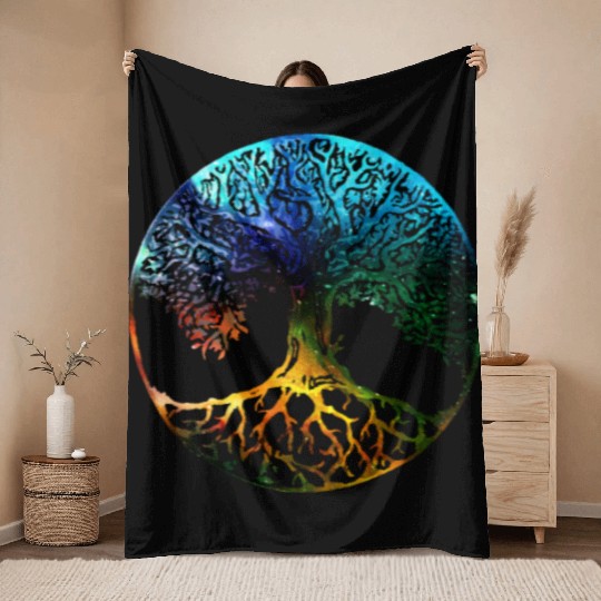 Tree of Life Mandala Throw Blankets