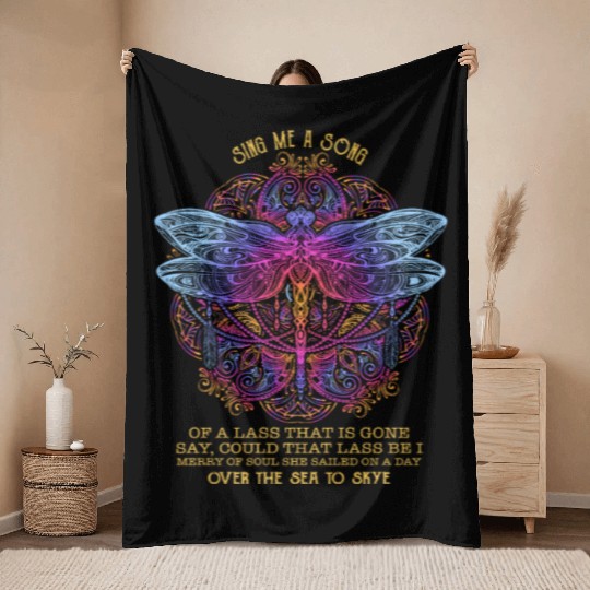 Dragonfly Sing Me A Song Cute Funny Watercolor T S Throw Blankets