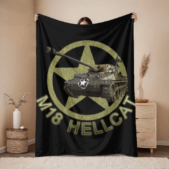 M18 Hellcat WW2 American Tank Destroyer Throw Blankets