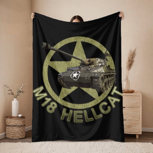 M18 Hellcat WW2 American Tank Destroyer Throw Blankets
