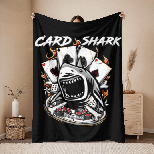 Vintage Card Shark Poker Player - Awesome Gift Throw Blankets