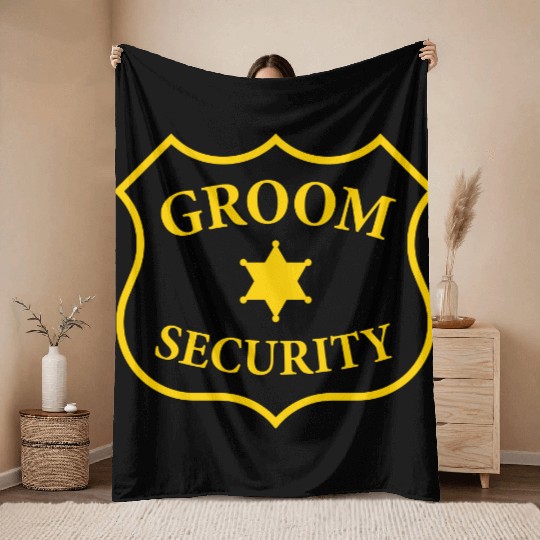 Groom Security Patch (Bachelor Party / Stag Night) Throw Blankets
