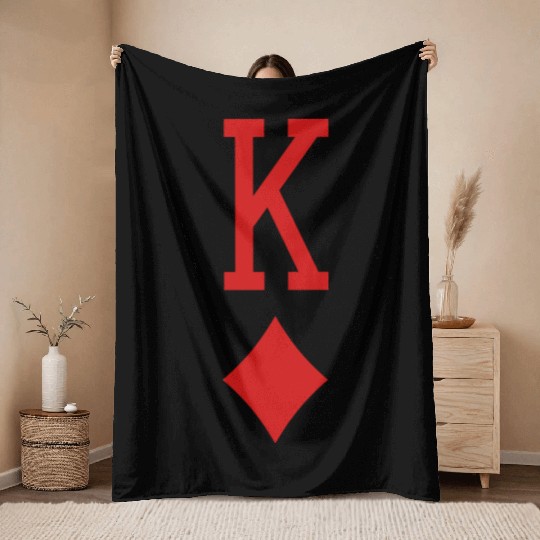 King of diamonds playing card diamond suit gamble Throw Blankets