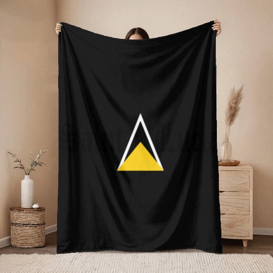 Saint Lucia Flag Blackletter St Lucia Caribbean Throw Blankets