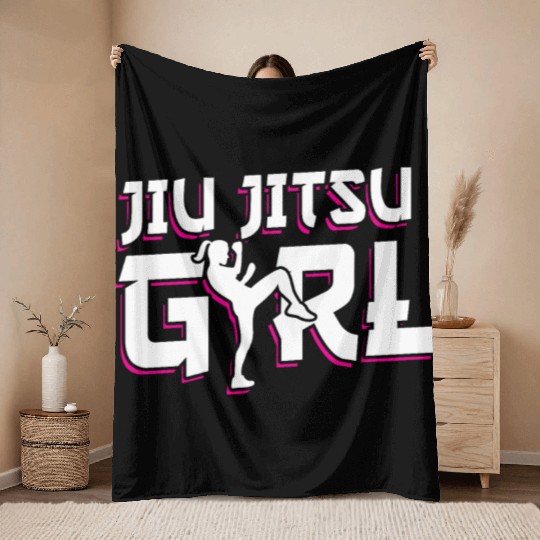 Jiu Jitsu Girl Martial Arts Mixed Martial Arts Throw Blankets