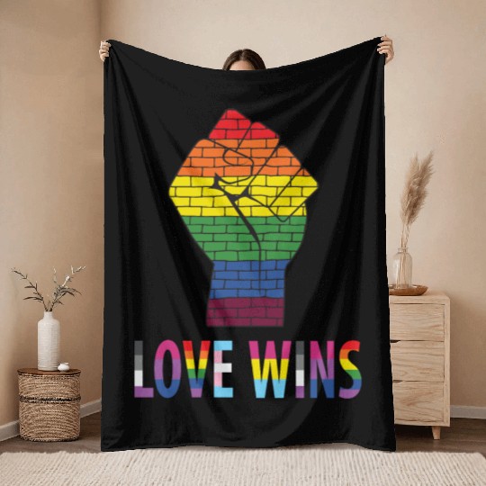 Love Wins Gay Pride Throw Blankets