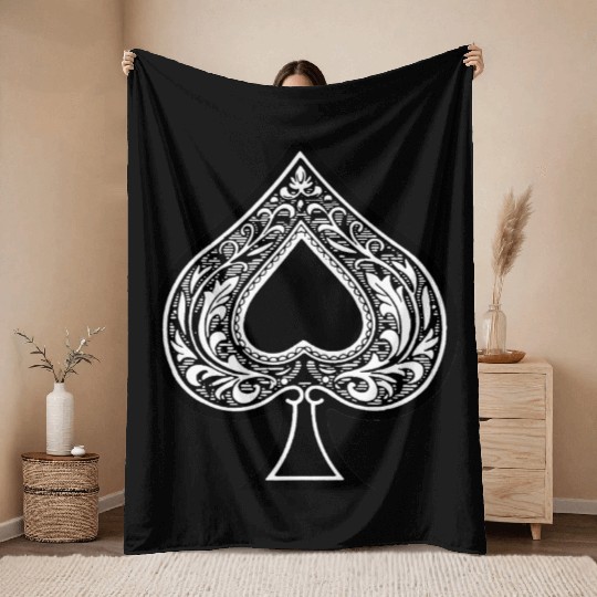 Poker spade - King Spade - Poker card Throw Blankets