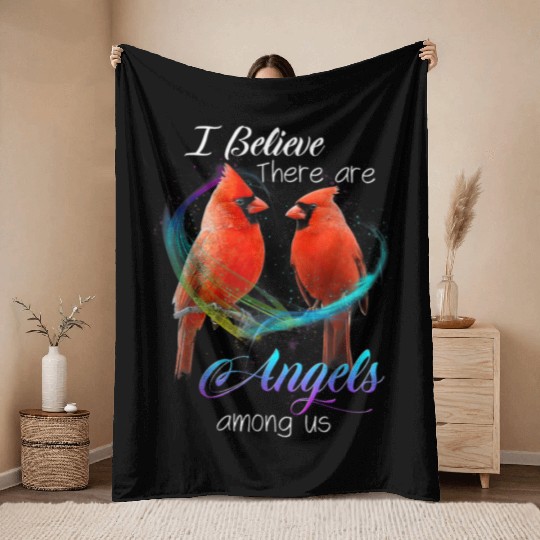 Cardinal Bird Throw Blankets