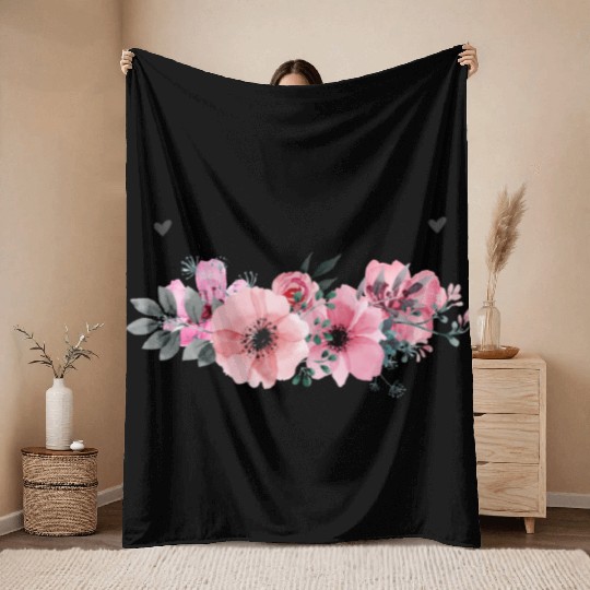 Crown of pink flowers Throw Blankets