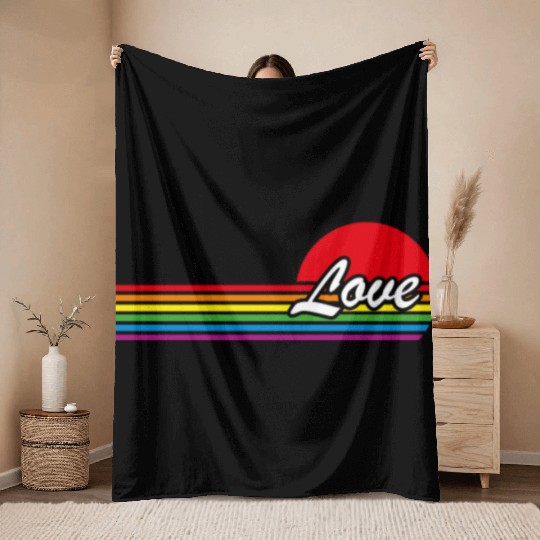 Rainbow Pride Gay Lesbian Love Equality Lgbt Queer Throw Blankets