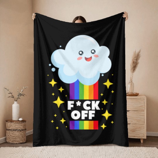 Rainbow Cloud Pride Gay LGBT Equality Throw Blankets