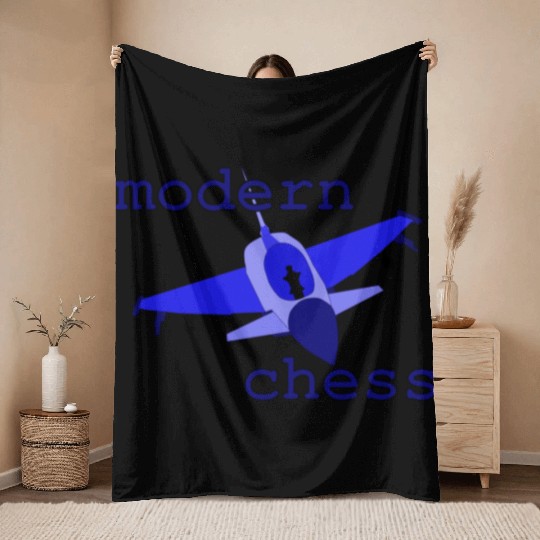 modern chess in royal blue Throw Blankets
