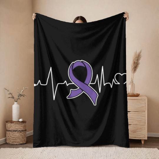 Heart beat- Pancreatic Cancer Awareness Throw Blankets