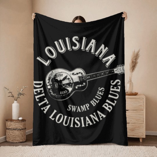 Louisiana Delta Blues Swamp Blues Guitar Throw Blankets