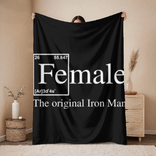Female The Original Iron Man Throw Blankets