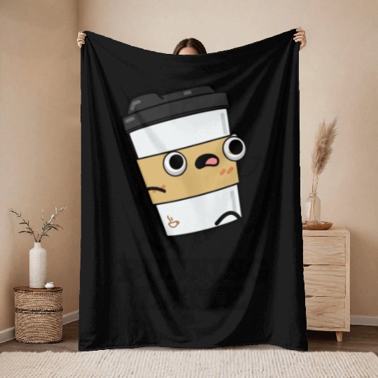 Running Latte Cute Coffee Pun Throw Blankets