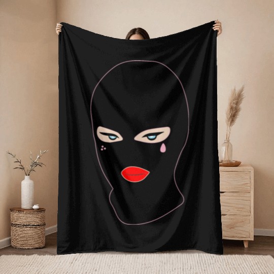 Gangster Ski Mask - Illustration Design Throw Blankets
