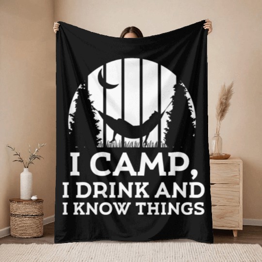 Camping Camper Nature Outdoor Gift Throw Blankets