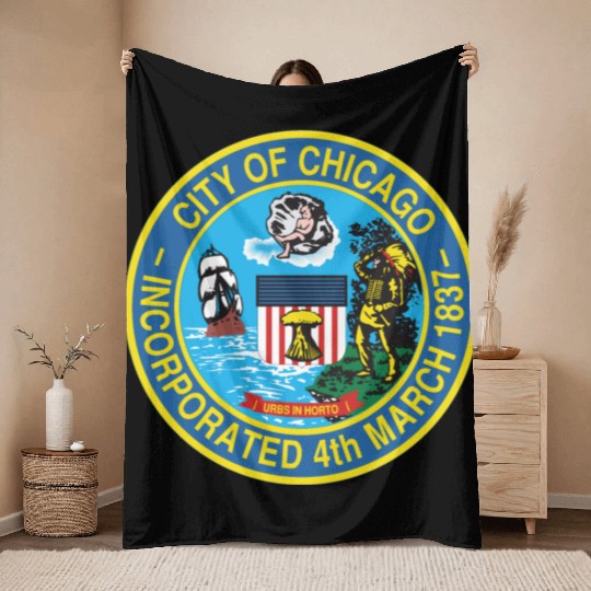 Seal of Chicago, Illinois Throw Blankets