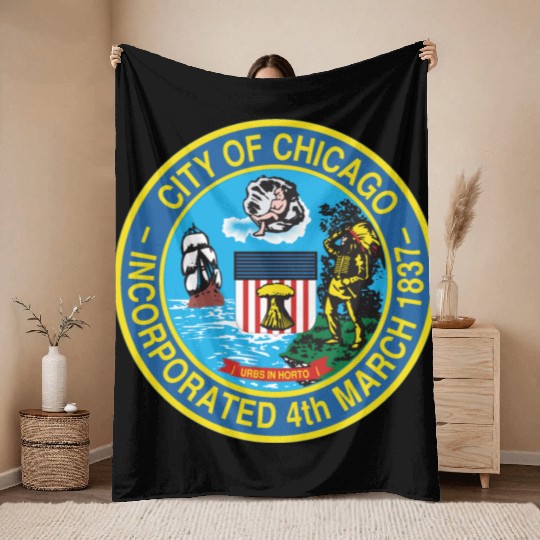 Seal of Chicago, Illinois Throw Blankets