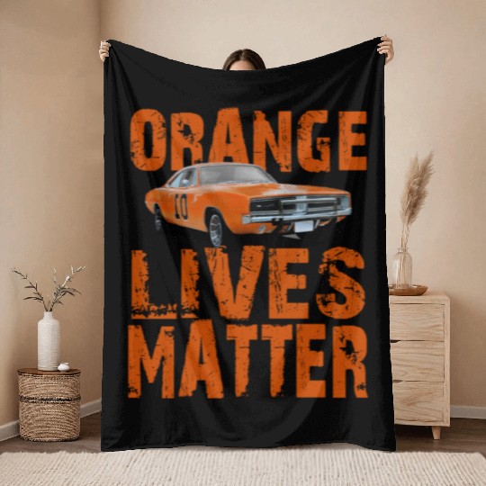 General Lee Dukes Of Hazzard Retro Orange Lives Throw Blankets